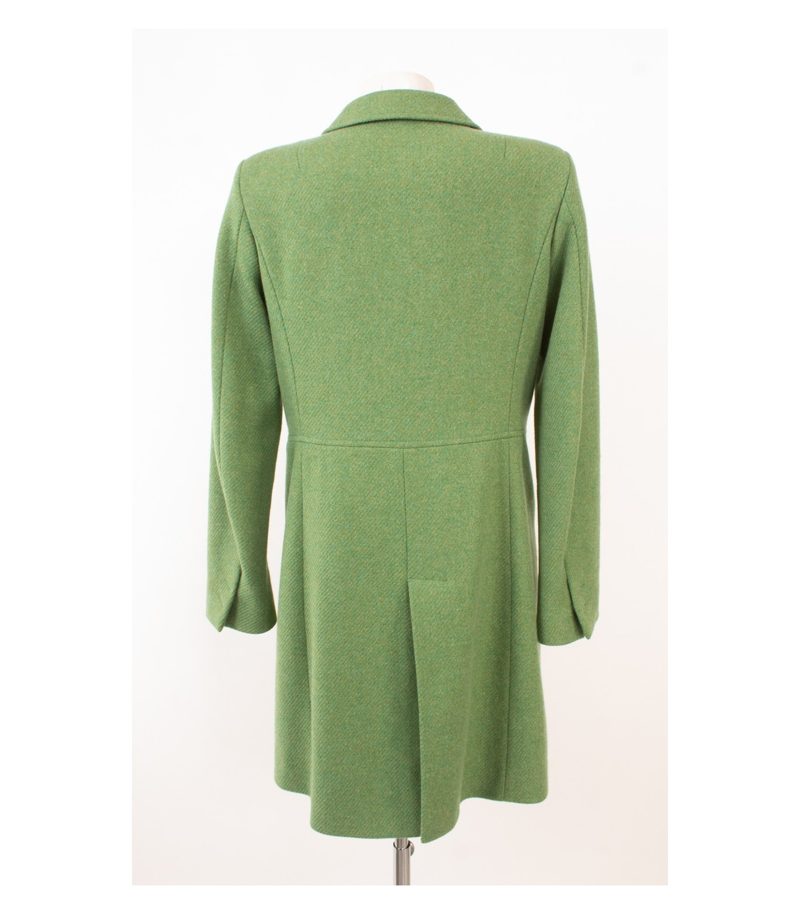 Fay Damen Wollmantel Made in Italy Gr. L 100% Grün Wolle Tweed – Foto 4