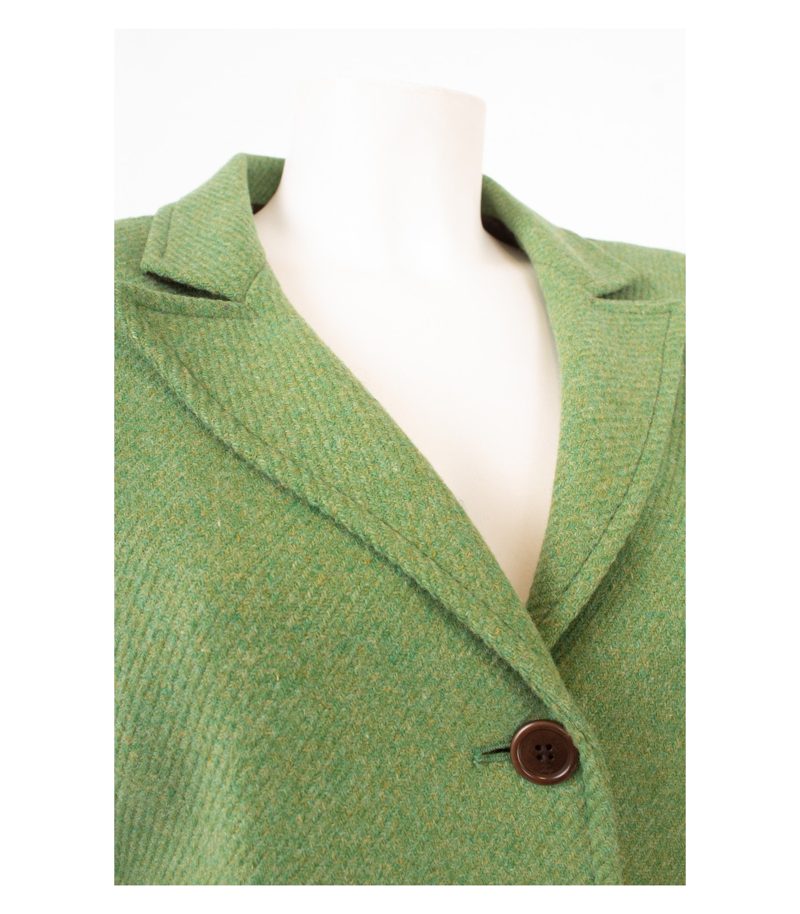 Fay Damen Wollmantel Made in Italy Gr. L 100% Grün Wolle Tweed – Foto 5