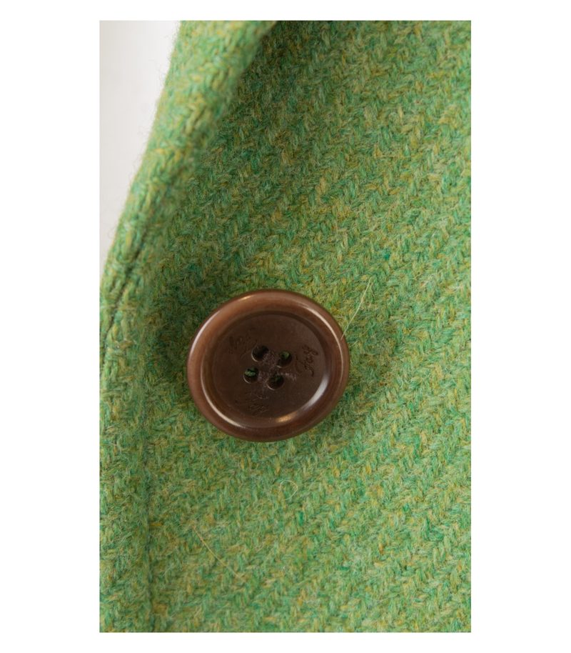 Fay Damen Wollmantel Made in Italy Gr. L 100% Grün Wolle Tweed – Foto 6