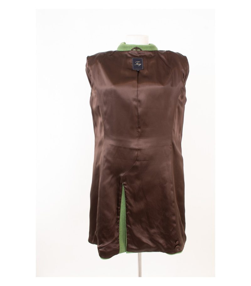 Fay Damen Wollmantel Made in Italy Gr. L 100% Grün Wolle Tweed – Foto 7