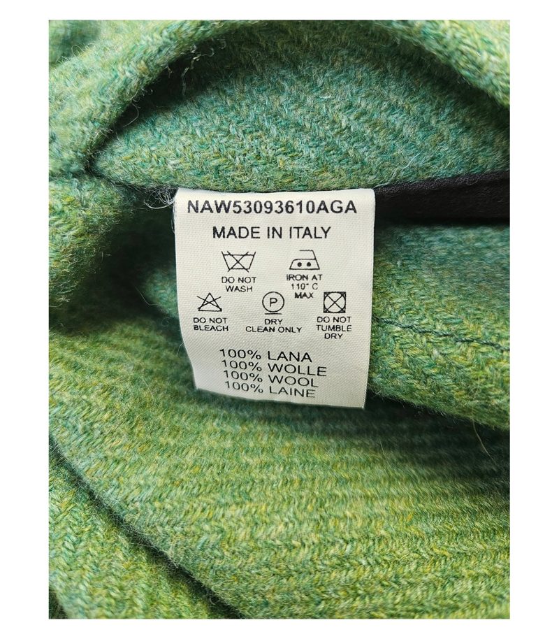Fay Damen Wollmantel Made in Italy Gr. L 100% Grün Wolle Tweed – Foto 10