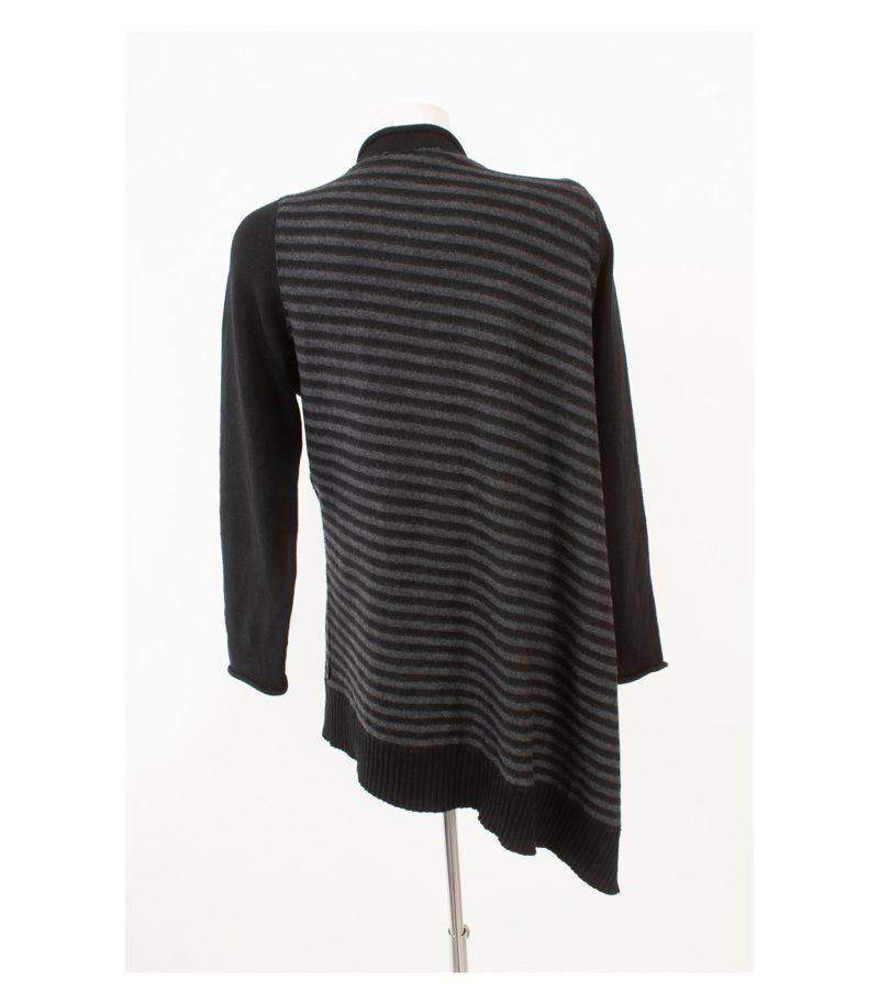 OSKA Damen Longpullover Gestreift Oversize Gr. 3 (DE 44) 100% Schwarz Grau Wolle – Foto 4