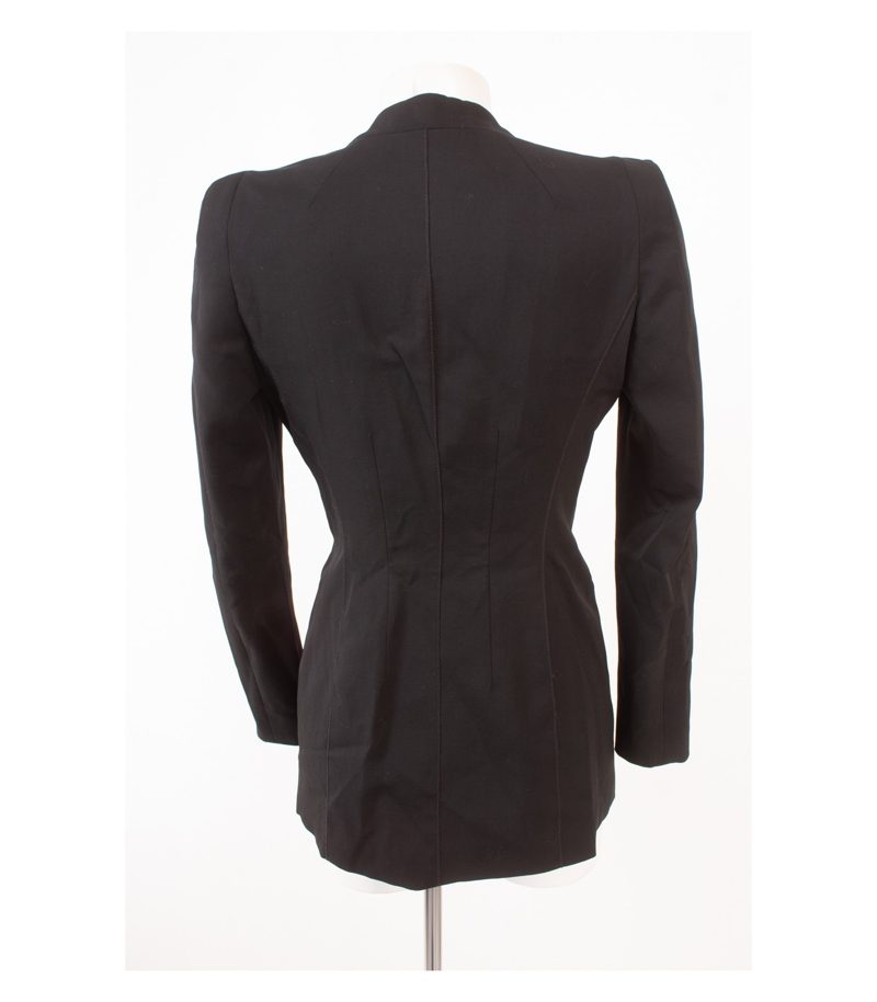 Schumacher Damen Blazer Gr.3 M Revers Schwarz Leder Wolle – Foto 4