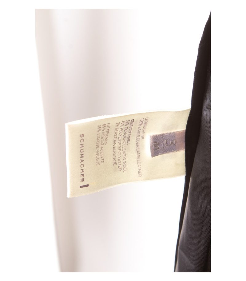Schumacher Damen Blazer Gr.3 M Revers Schwarz Leder Wolle – Foto 8