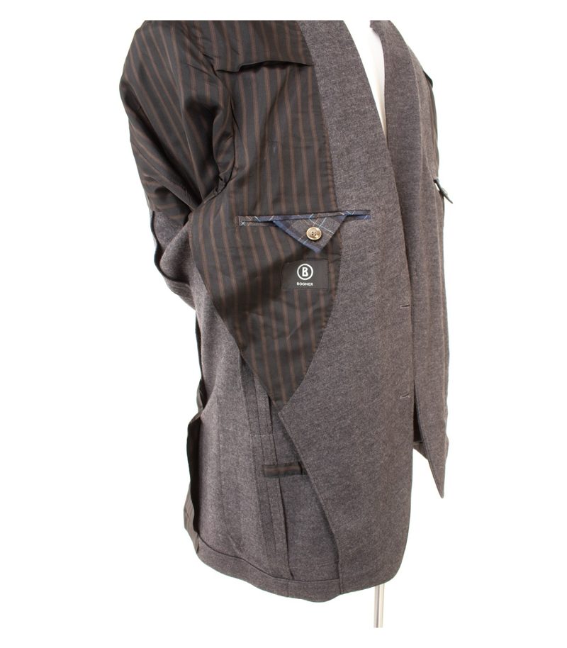 Bogner Herren Sakko ersey-Blazer Ellbogenpatches Gr. 50 Grau Wolle – Foto 8
