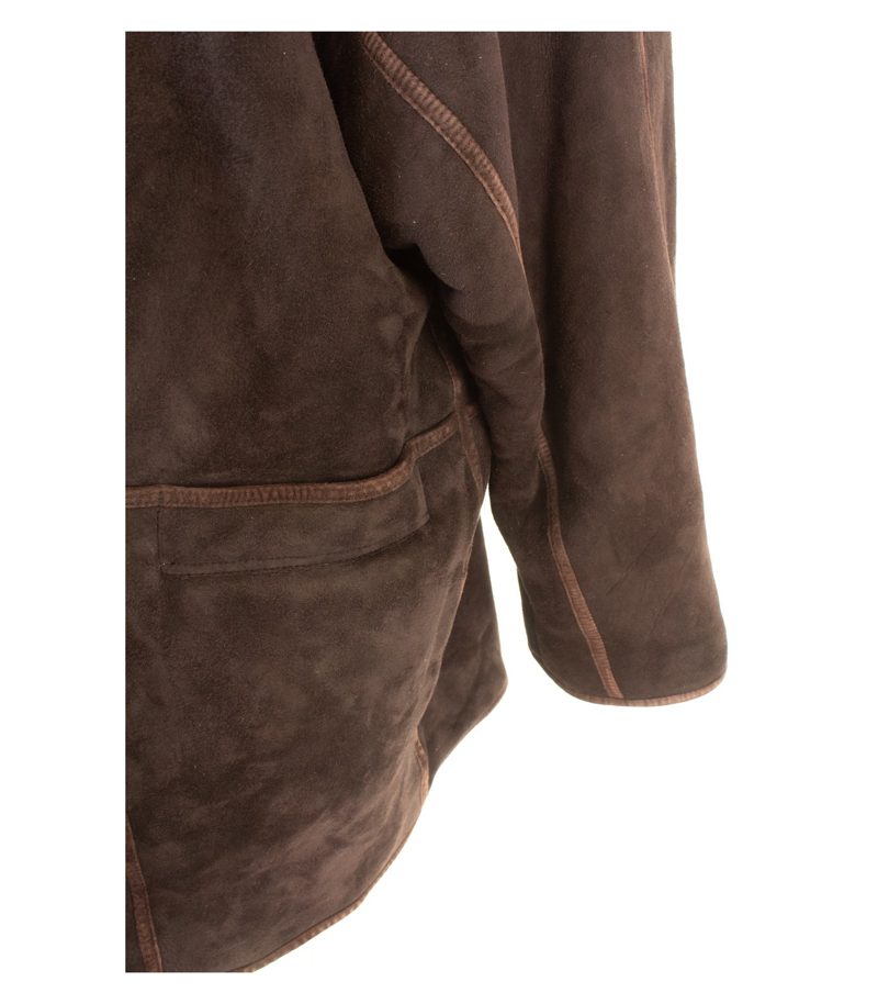 STRIWA Damen Lammfellmantel Innenfell warm Gr. XL Dunkelbraun Kapuze Echtleder – Foto 5
