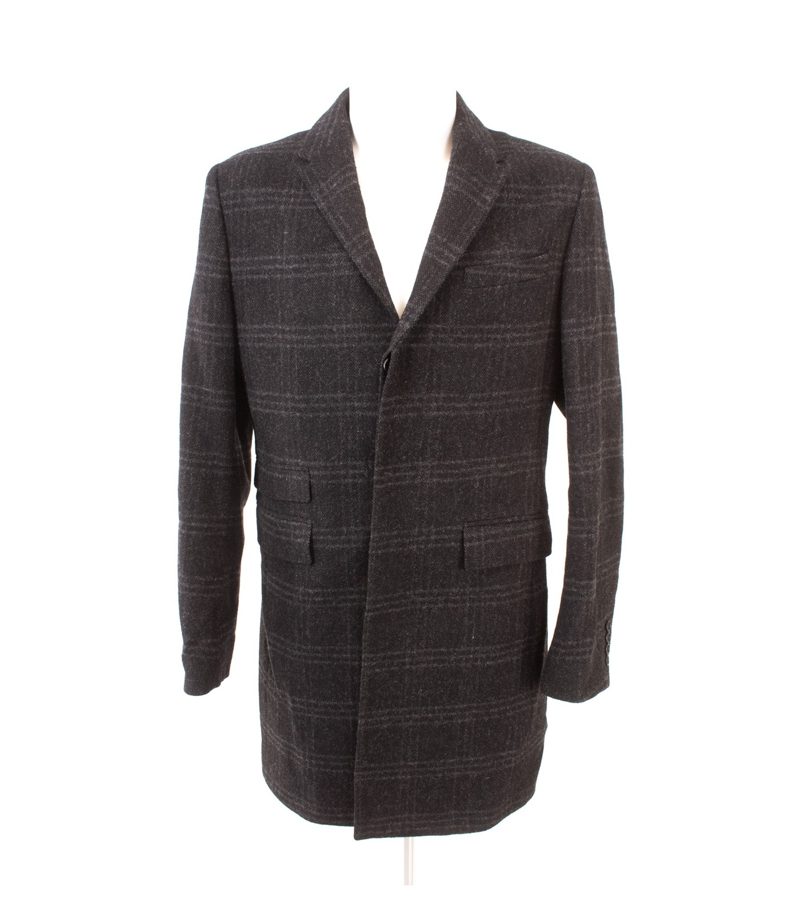 PS Paul Smith Herren Mantel Wollmantel Gr. M Anthrazit kariert Made in Portugal – Foto 1