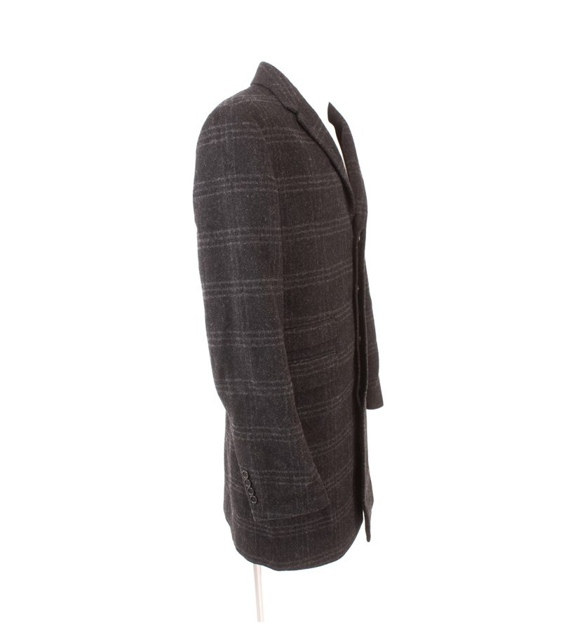 PS Paul Smith Herren Mantel Wollmantel Gr. M Anthrazit kariert Made in Portugal – Foto 2