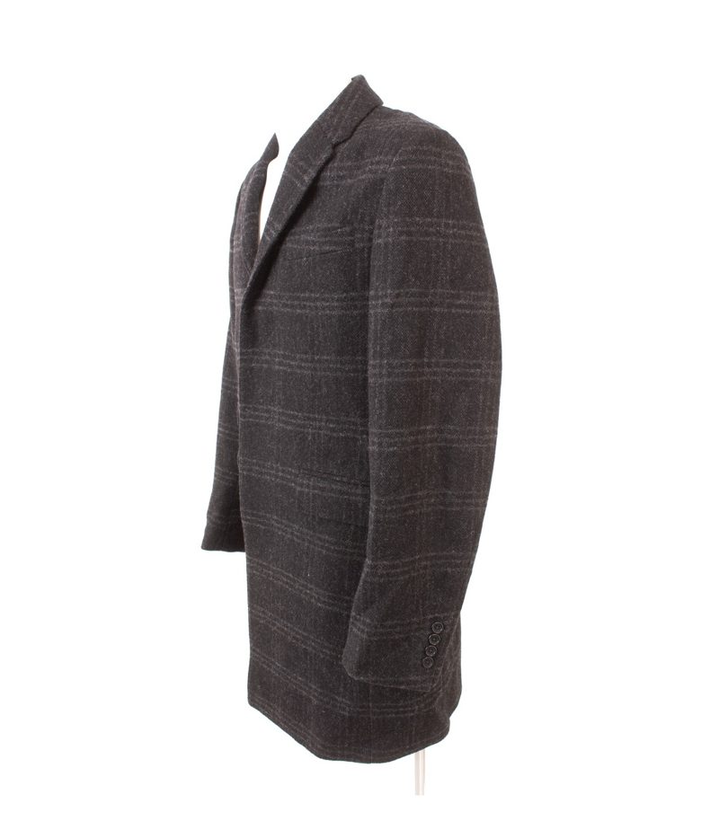 PS Paul Smith Herren Mantel Wollmantel Gr. M Anthrazit kariert Made in Portugal – Foto 3