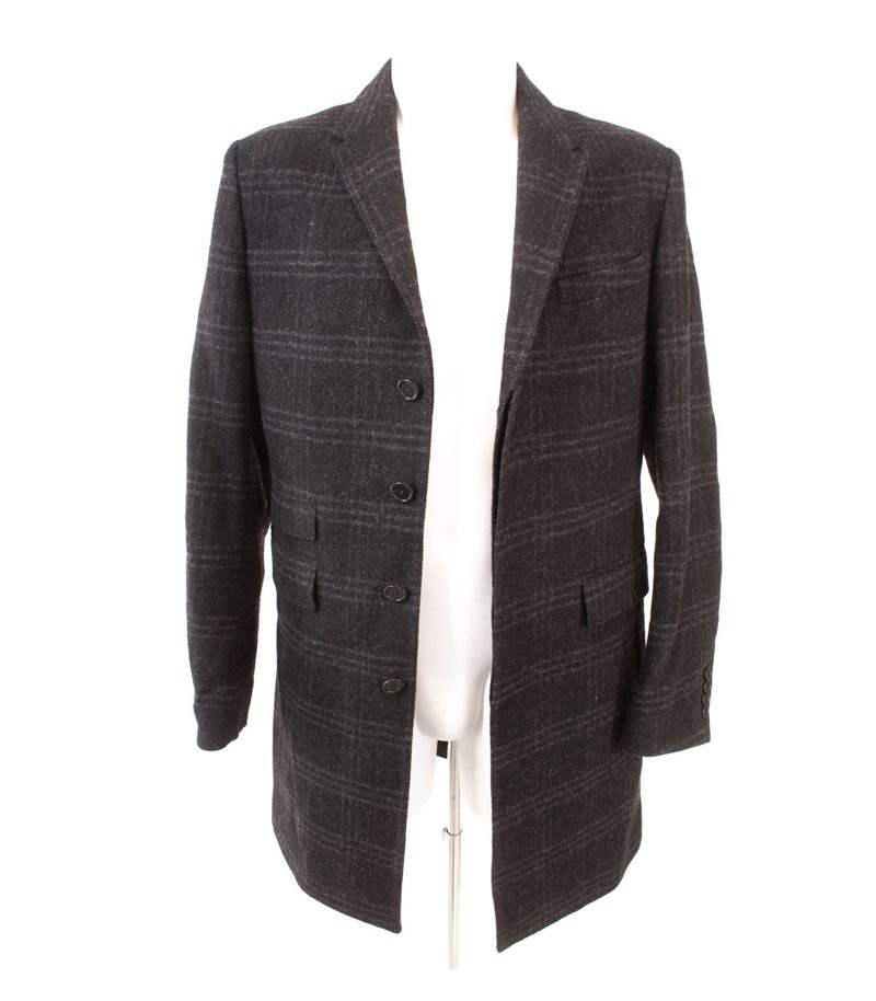 PS Paul Smith Herren Mantel Wollmantel Gr. M Anthrazit kariert Made in Portugal – Foto 5