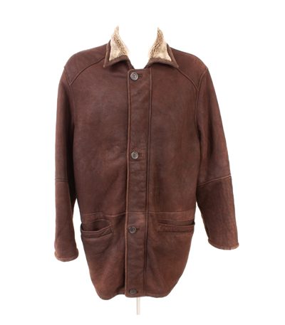 Atwardson Herren Lammfelljacke Shearling Winterjacke Gr. 54 Braun Echtleder