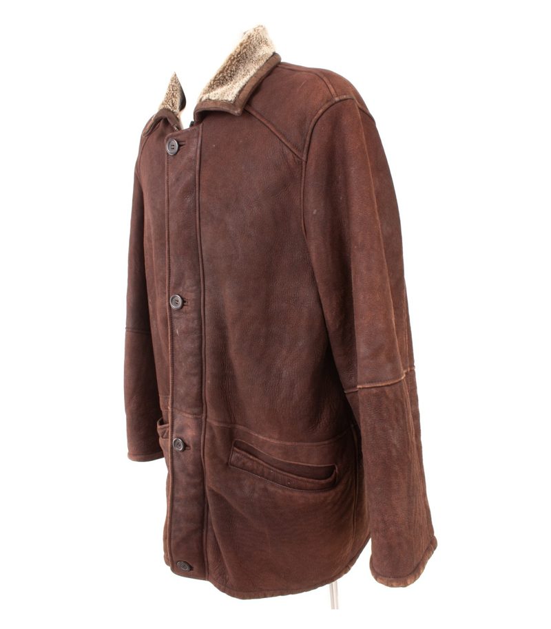 Atwardson Herren Lammfelljacke Shearling Winterjacke Gr. 54 Braun Echtleder – Foto 3