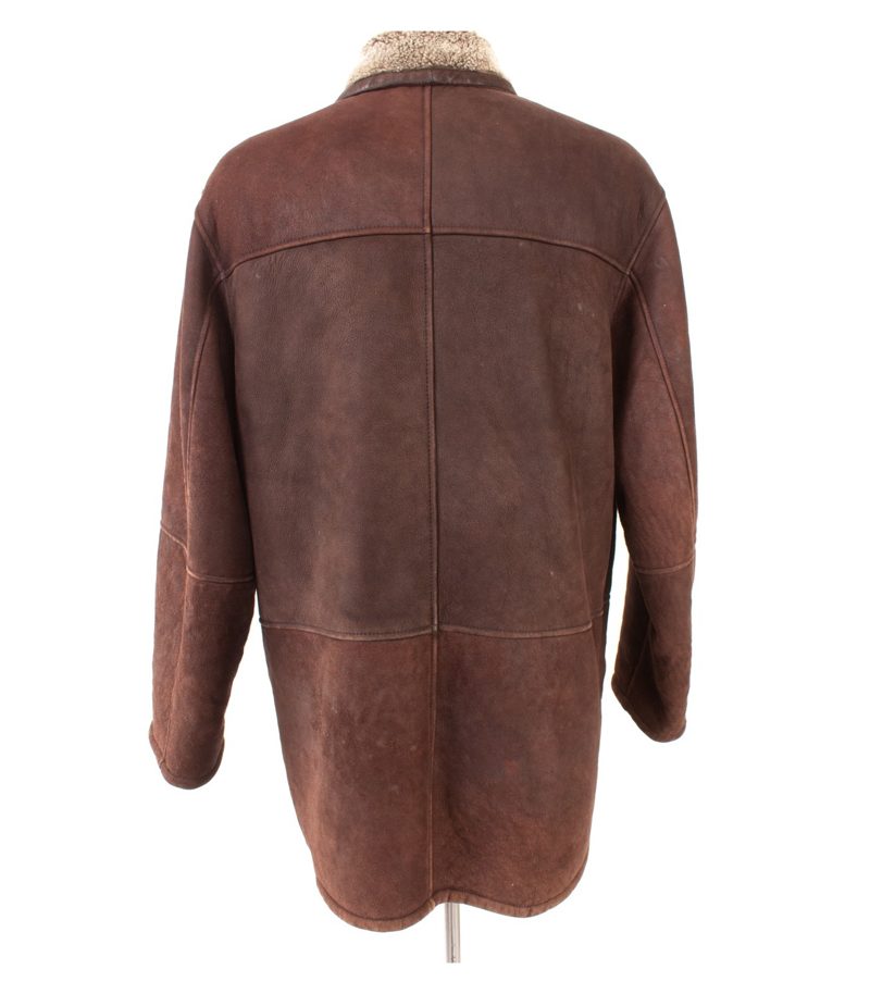Atwardson Herren Lammfelljacke Shearling Winterjacke Gr. 54 Braun Echtleder – Foto 4