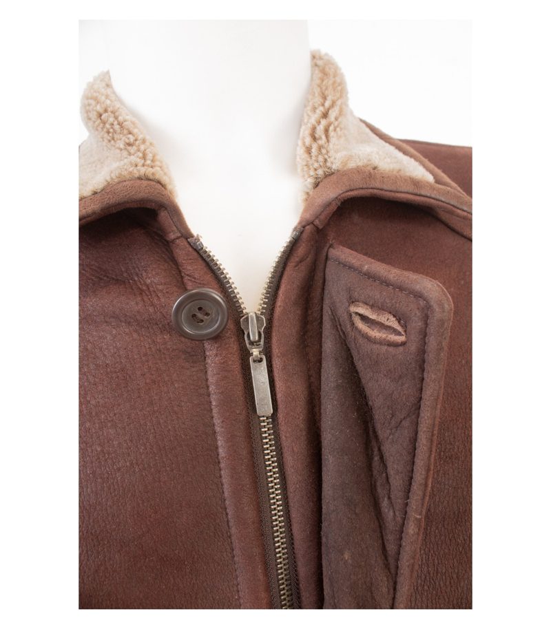 Atwardson Herren Lammfelljacke Shearling Winterjacke Gr. 54 Braun Echtleder – Foto 6