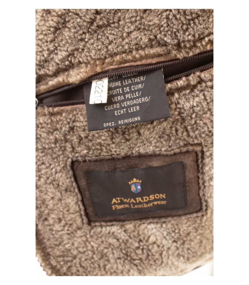 Atwardson Herren Lammfelljacke Shearling Winterjacke Gr. 54 Braun Echtleder – Foto 8