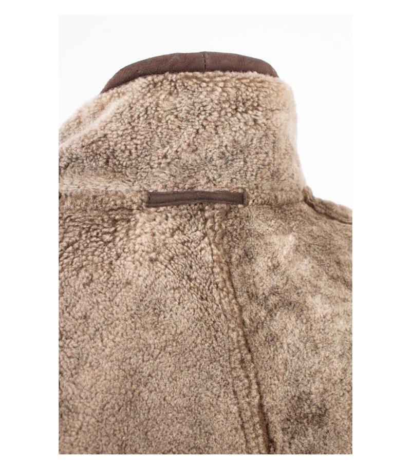Atwardson Herren Lammfelljacke Shearling Winterjacke Gr. 54 Braun Echtleder – Foto 9