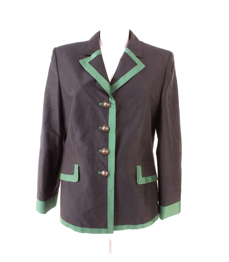 Bauer Damen Blazer Gr. 42 – 100 % SeideTrachtenstil Schwarz Grün – Foto 1
