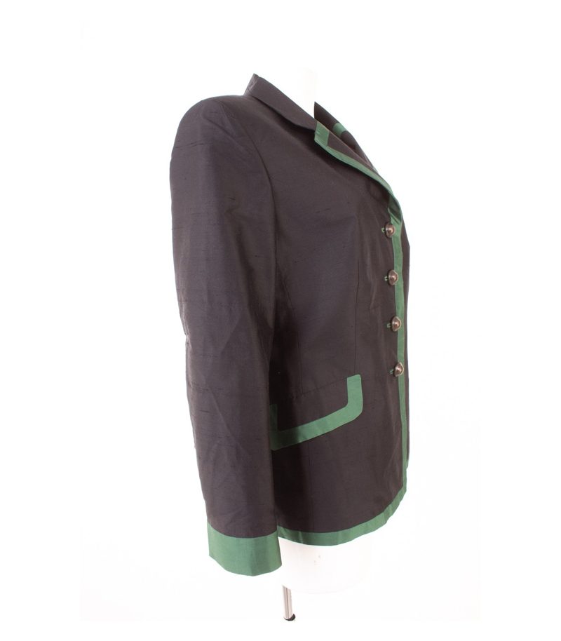 Bauer Damen Blazer Gr. 42 – 100 % SeideTrachtenstil Schwarz Grün – Foto 2