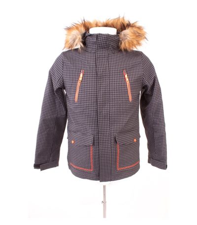 Ziener Skijacke Jungen Muster Details Kapuze Gr. 164 Grau Orange