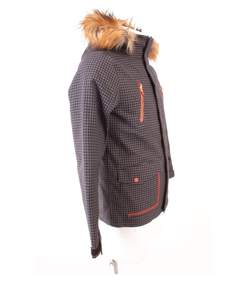 Ziener Skijacke Jungen Muster Details Kapuze Gr. 164 Grau Orange – Foto 2