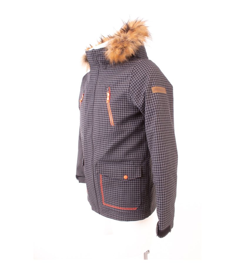 Ziener Skijacke Jungen Muster Details Kapuze Gr. 164 Grau Orange – Foto 3