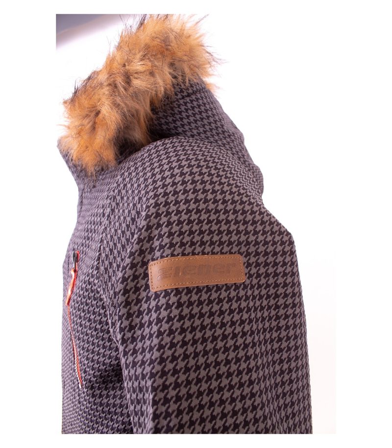 Ziener Skijacke Jungen Muster Details Kapuze Gr. 164 Grau Orange – Foto 4