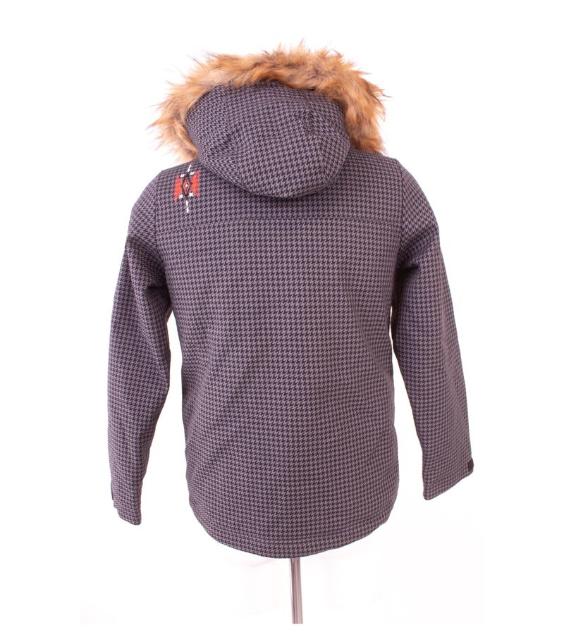 Ziener Skijacke Jungen Muster Details Kapuze Gr. 164 Grau Orange – Foto 5