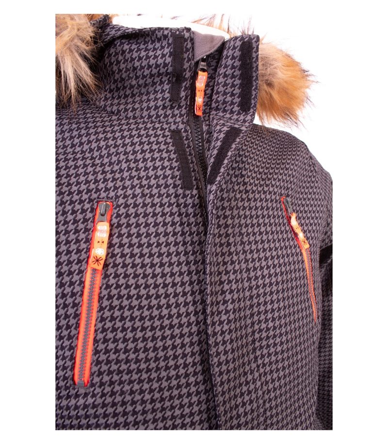 Ziener Skijacke Jungen Muster Details Kapuze Gr. 164 Grau Orange – Foto 6
