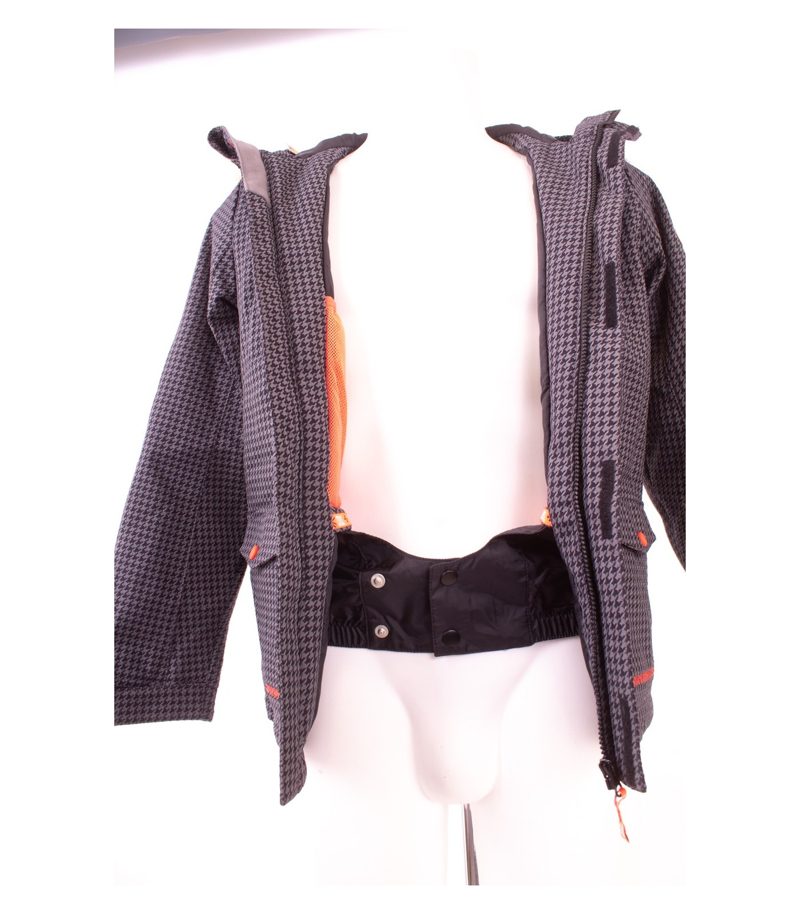 Ziener Skijacke Jungen Muster Details Kapuze Gr. 164 Grau Orange – Foto 8