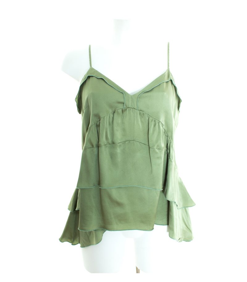 TRU TRUSSARDI Damen Top Gr. M Grün Seide – Foto 1