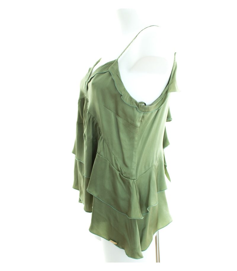 TRU TRUSSARDI Damen Top Gr. M Grün Seide – Foto 2
