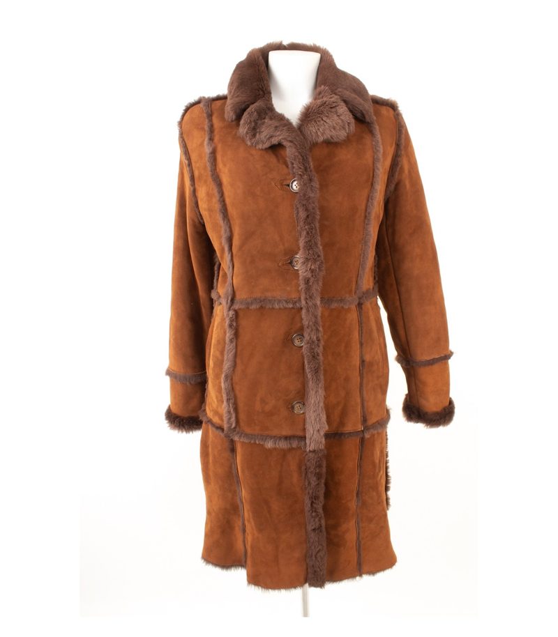 Shearling Lammfellmantel Gr.IT46 DE 40 Echt Lammfell Lavorazione Artigiana braun – Foto 1