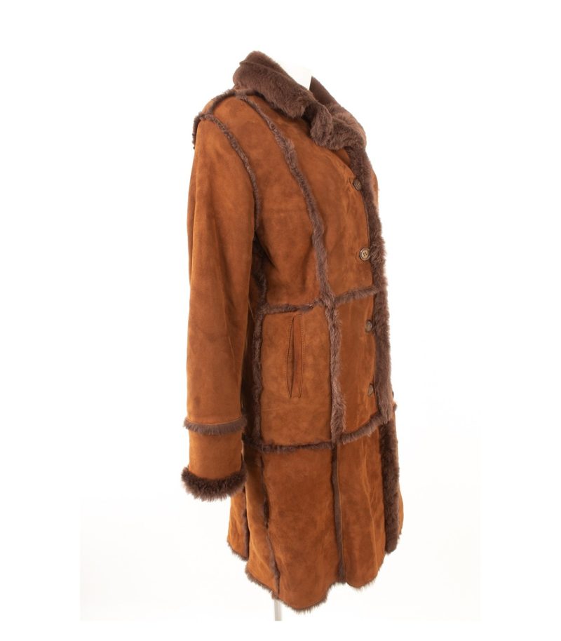 Shearling Lammfellmantel Gr.IT46 DE 40 Echt Lammfell Lavorazione Artigiana braun – Foto 2