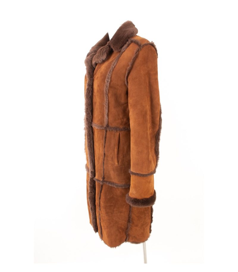 Shearling Lammfellmantel Gr.IT46 DE 40 Echt Lammfell Lavorazione Artigiana braun – Foto 3
