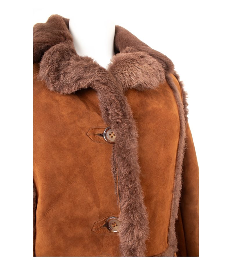 Shearling Lammfellmantel Gr.IT46 DE 40 Echt Lammfell Lavorazione Artigiana braun – Foto 5