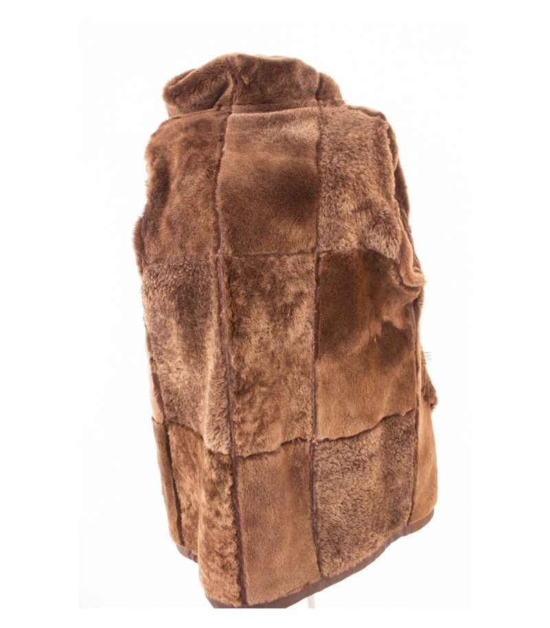 LAURA CASWELL Damen Mantel Lammnappa 40 Winterjacke Kapuze Braun Lammfell – Foto 6