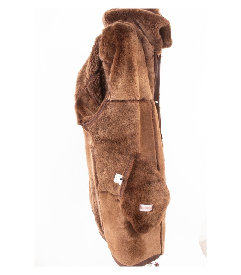 LAURA CASWELL Damen Mantel Lammnappa 40 Winterjacke Kapuze Braun Lammfell – Foto 8