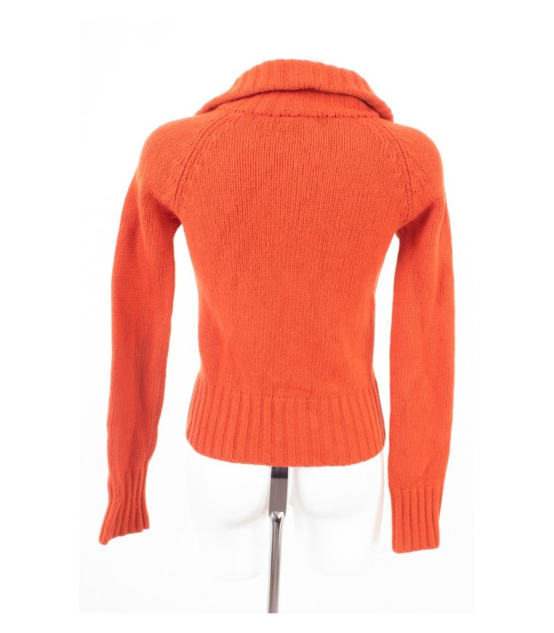 Massimo Dutti Damen Strickjacke Grobstrick Kragen Zip Gr. S 80% Orange Wolle – Foto 5