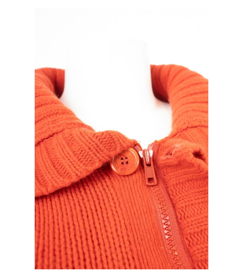 Massimo Dutti Damen Strickjacke Grobstrick Kragen Zip Gr. S 80% Orange Wolle – Foto 6