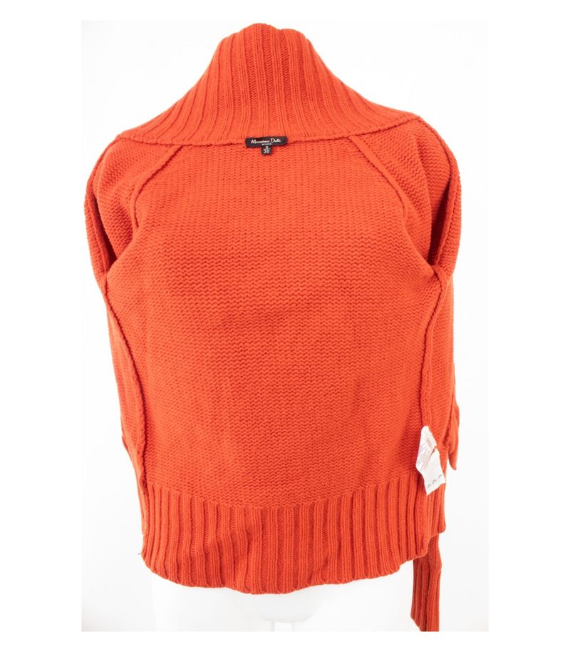Massimo Dutti Damen Strickjacke Grobstrick Kragen Zip Gr. S 80% Orange Wolle – Foto 7