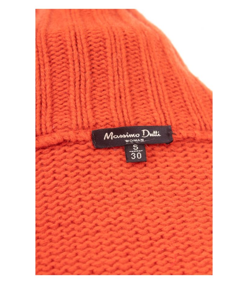 Massimo Dutti Damen Strickjacke Grobstrick Kragen Zip Gr. S 80% Orange Wolle – Foto 8