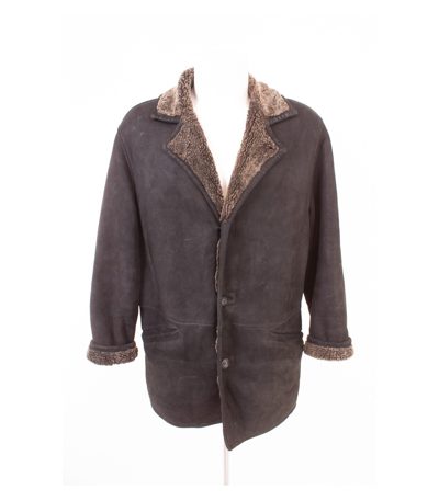 For Ever Herren Lammfellmantel Shearling Mantel. Gr. 48 Schwarzbraun Echtleder