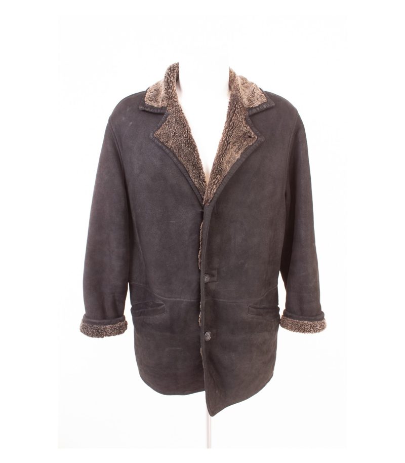 For Ever Herren Lammfellmantel Shearling Mantel. Gr. 48 Schwarzbraun Echtleder – Foto 1