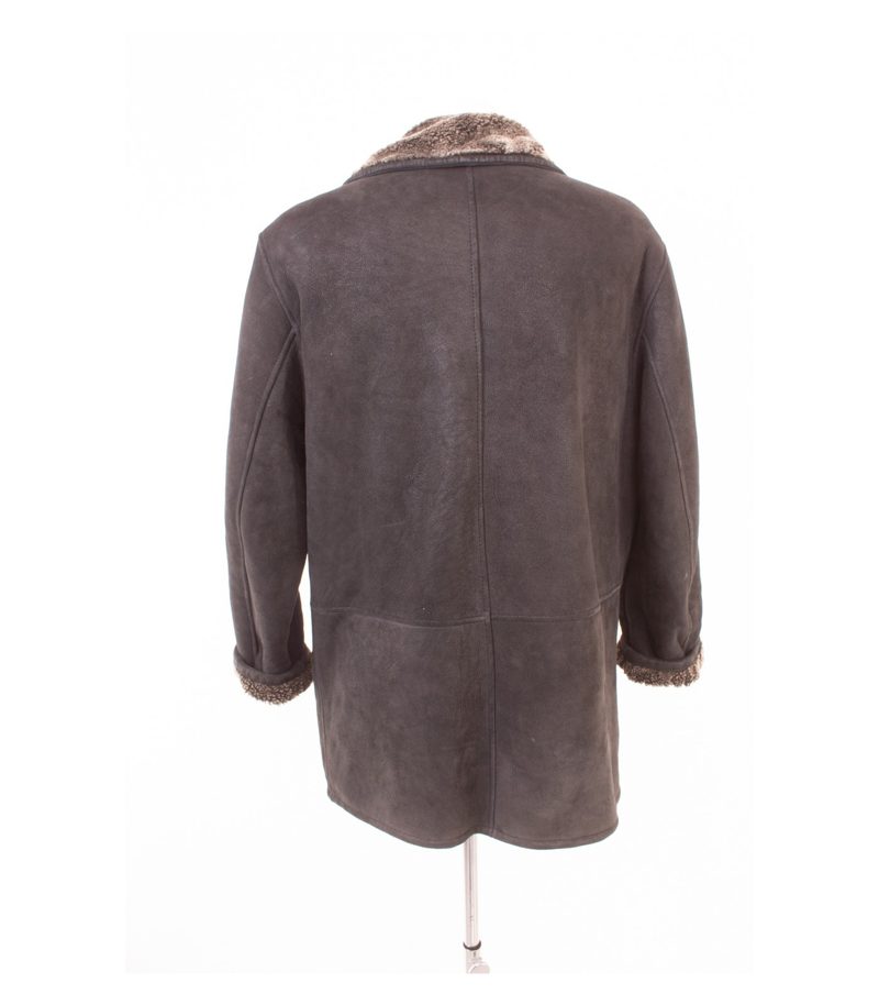 For Ever Herren Lammfellmantel Shearling Mantel. Gr. 48 Schwarzbraun Echtleder – Foto 4