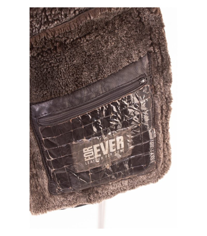 For Ever Herren Lammfellmantel Shearling Mantel. Gr. 48 Schwarzbraun Echtleder – Foto 10