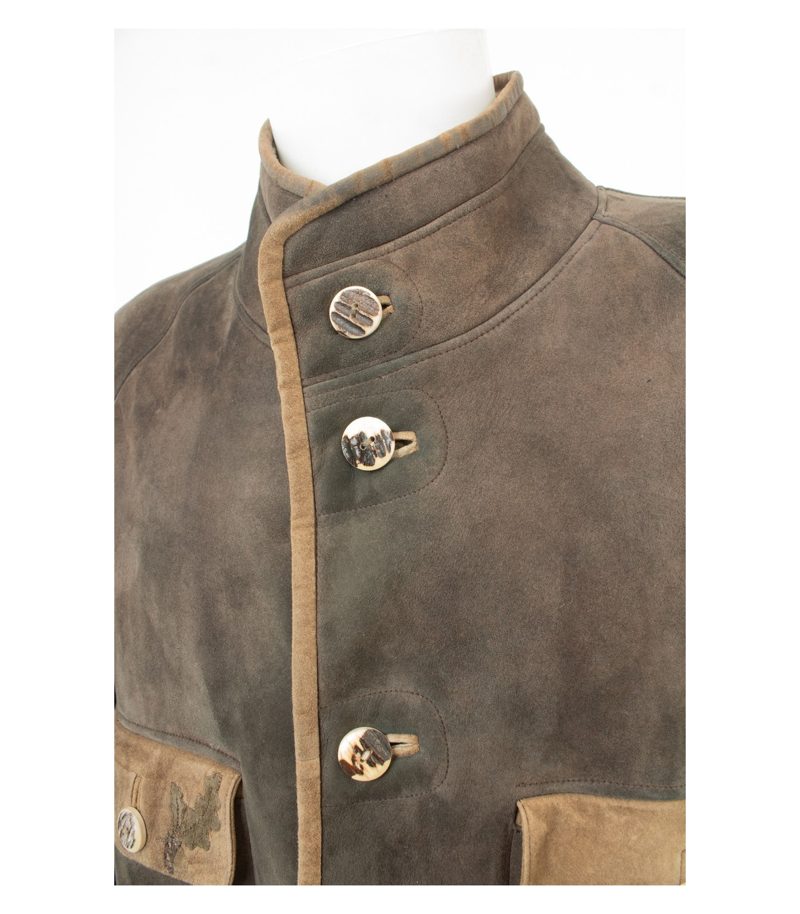 Meindl Herren Lammfelljacke Trachtenjacke Vintage Gr. 50 Braun Echtleder – Foto 6