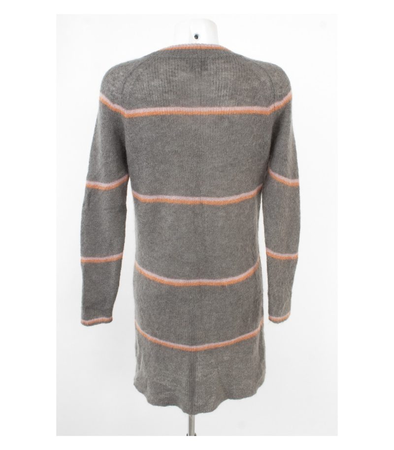 Noa Damen Strickkleid Streifen Longpullover Flausch Gr. M Grau Wolle Mohair – Foto 4