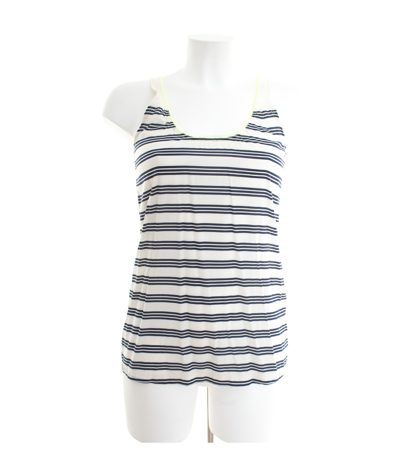 CLOSED Damen Top Shirt Gr. XS Tank-Top Creme Blau Seide