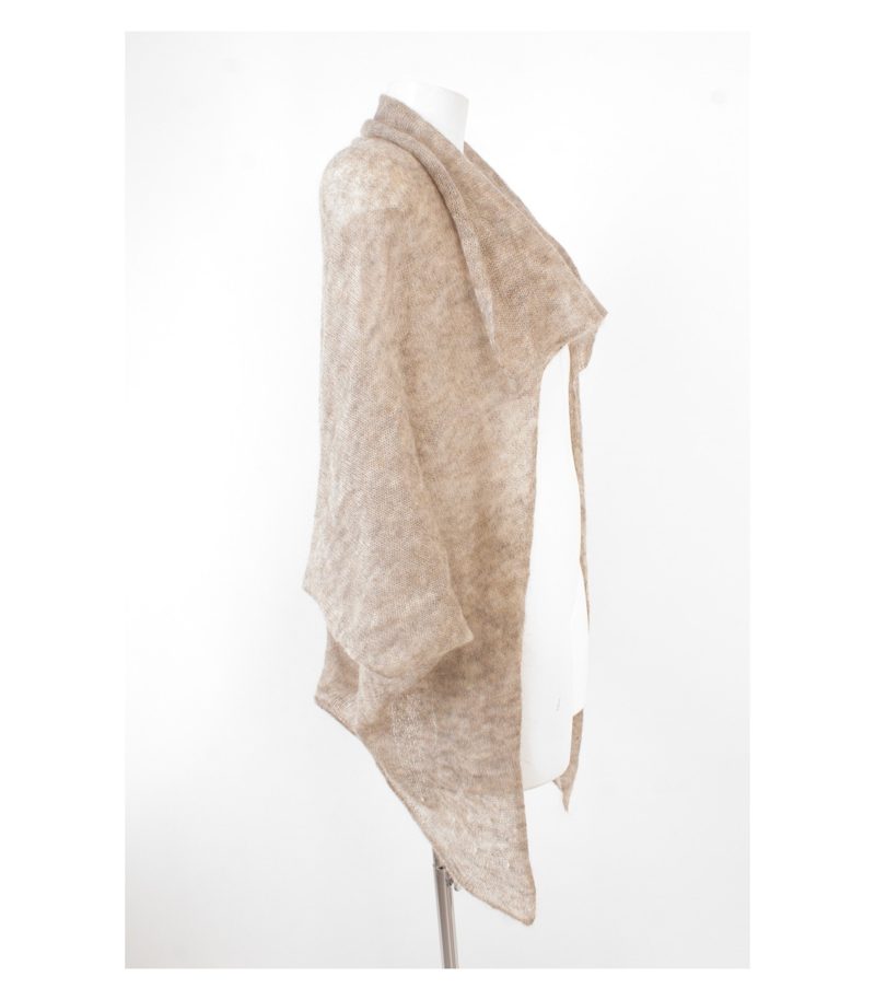STUDIO ART Damen Cardigan Strickjacke Gr.S Extra Fein Merinowolle Beige Wolle – Foto 2
