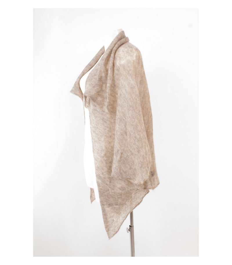 STUDIO ART Damen Cardigan Strickjacke Gr.S Extra Fein Merinowolle Beige Wolle – Foto 3